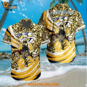 Nashville Predators Special Movies Character Halloween Design Hawaiian Button Shirt