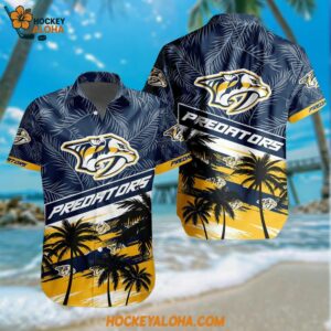 Nashville Predators Special Palm Tree Hawaiian Button Shirt