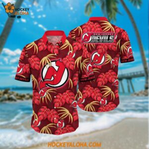 New Jersey Devils Hawaiian Shirt Tropical Motifs Summer Hawaiian Shirt