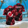 New Jersey Devils Hawaiian Shirt Tropical Rose Pattern Summer Hawaiian Shirt