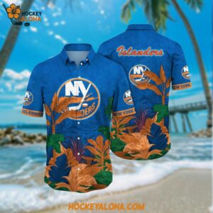 New York Islanders Hawaiian Shirt Tropical Forest Motifs Summer Hawaiian Shirt