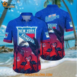 New York Rangers Hawaiian Shirt Tropical Flamingo Pattern Summer Hawaiian Shirt