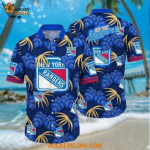 New York Rangers Hawaiian Shirt Tropical Motifs Summer Hawaiian Shirt