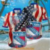 New York Rangers Hawaiian Shirt With American Flag Pattern Summer Hawaiian Shirt