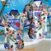 New York Rangers Hockey Tropical Flower Hawaiian Design Button Shirt