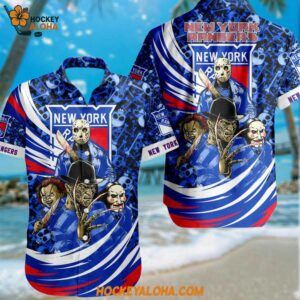 New York Rangers Special Movies Character Halloween Design Hawaiian Button Shirt
