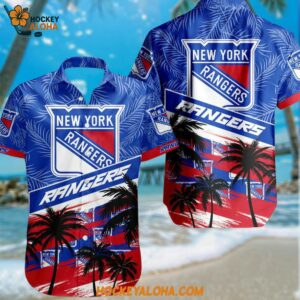 New York Rangers Special Palm Tree Hawaiian Button Shirt