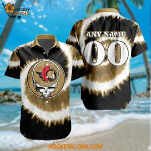 Ottawa Senators Grateful Dead Tie Dye Hawaiian Design Button Shirt