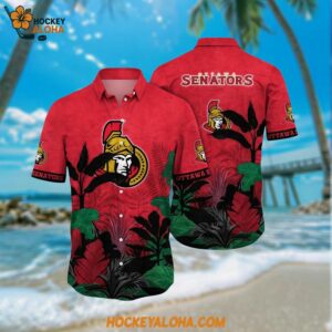Ottawa Senators Hawaiian Shirt Tropical Forest Motifs Summer Hawaiian Shirt