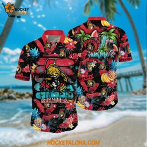 Ottawa Senators Hawaiian Shirt With Tropical Fruits Summer Hawaiian Shirt
