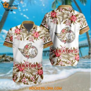 Ottawa Senators Special Flower Tropical Design Hawaiian Button Shirt