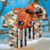 Philadelphia Flyers Hawaiian Shirt Tropical Hat And Glasses Pattern Summer Hawaiian Shirt