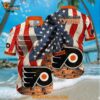 Philadelphia Flyers Hawaiian Shirt With American Flag Pattern Summer Hawaiian Shirt