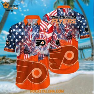 Philadelphia Flyers Hawaiian Shirt With American Independence Day Pattern Summer Hawaiian Shirt