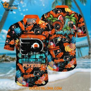 Philadelphia Flyers Hawaiian Shirt With Tropical Fruits Summer Hawaiian Shirt