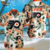 Philadelphia Flyers Hockey Tropical Flower Hawaiian Design Button Shirt