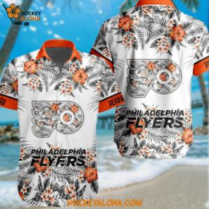 Philadelphia Flyers Special Flower Tropical Design Hawaiian Button Shirt