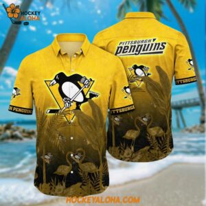Pittsburgh Penguins Hawaiian Shirt Tropical Flamingo Pattern Summer Hawaiian Shirt
