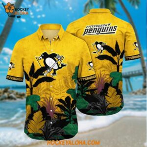 Pittsburgh Penguins Hawaiian Shirt Tropical Forest Motifs Summer Hawaiian Shirt