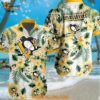 Pittsburgh Penguins Hockey Tropical Flower Hawaiian Design Button Shirt