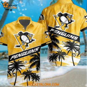Pittsburgh Penguins Special Palm Tree Hawaiian Button Shirt