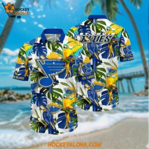 St Louis Blues Hawaiian Shirt Tropical Parrot Pattern Summer Hawaiian Shirt