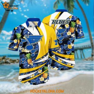 St Louis Blues Hawaiian Shirt With Tropical Pineapple Summer Hawaiian Shirt