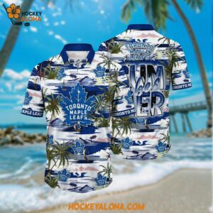 Toronto Maple Leafs Hawaiian Shirt Tropical Desert Island Motif Summer Hawaiian Shirt 1