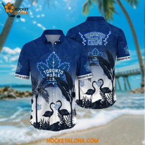 Toronto Maple Leafs Hawaiian Shirt Tropical Flamingo Pattern Summer Hawaiian Shirt