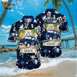 Toronto Maple Leafs Hawaiian Shirt Tropical Forest Motif Car Traveling Summer Hawaiian Shirt 1