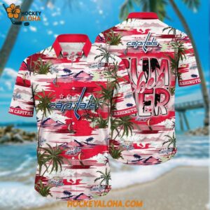 Washington Capitals Hawaiian Shirt Tropical Desert Island Motif Summer Hawaiian Shirt