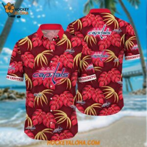 Washington Capitals Hawaiian Shirt Tropical Motifs Summer Hawaiian Shirt