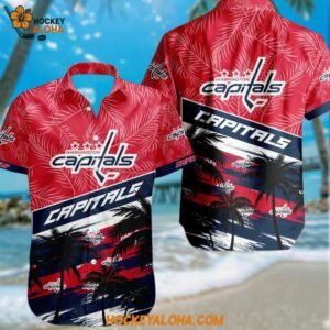 Washington Capitals Special Palm Tree Hawaiian Button Shirt