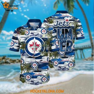 Winnipeg Jets Hawaiian Shirt Tropical Desert Island Motif Summer Hawaiian Shirt