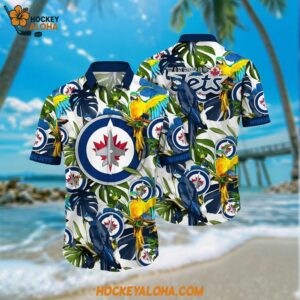 Winnipeg Jets Hawaiian Shirt Tropical Parrot Pattern Summer Hawaiian Shirt