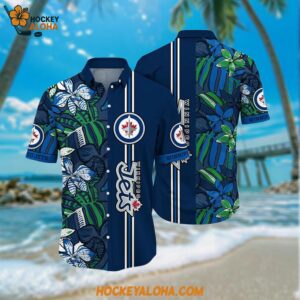 Winnipeg Jets Hawaiian Shirt Tropical Tropical Forest Floral Pattern Summer Hawaiian Shirt