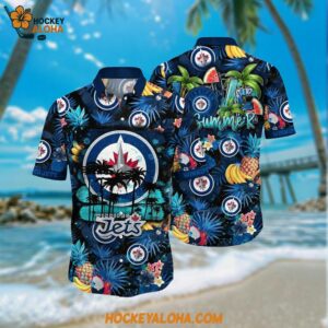 Winnipeg Jets Hawaiian Shirt With Tropical Fruits Summer Hawaiian Shirt