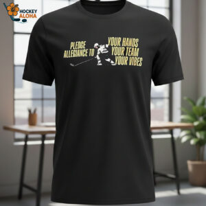 Quinn Hughes Minnesota Wild Hockey Pledge Allegiance To Your Hands Your Team Your Vibes Shirt 1